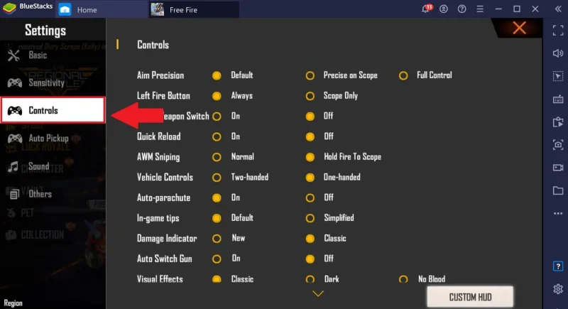 Izboljšana občutljivost miške za Free Fire na BlueStacks