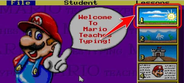 Navodila za uporabo programske opreme za 10-prstno tipkanje Mario Teaches Typing