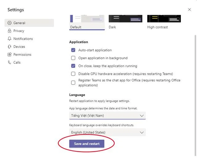 Как да превключите виетнамски интерфейс за Microsoft Teams