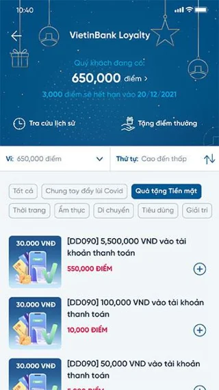 Инструкции за обмен на натрупани точки от Vietinbank
