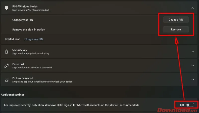 Инструкции за изтриване или промяна на ПИН в Windows 11