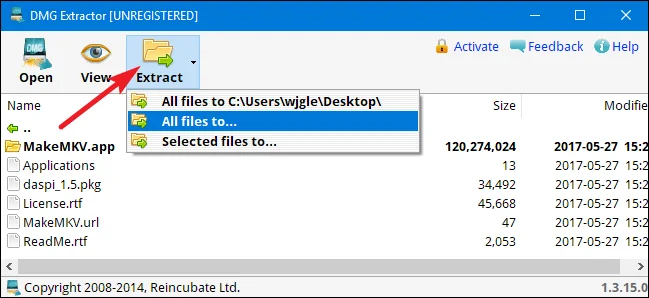 Как да отворите DMG файлове в Windows