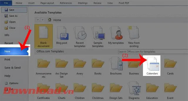 Инструкции за създаване на календар в Microsoft Word
