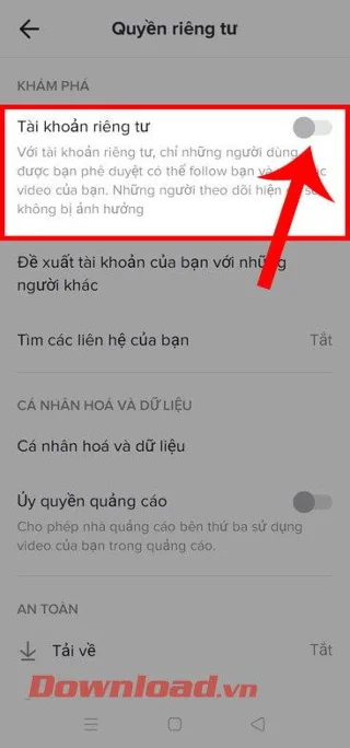 Navodila za nastavitev zasebnosti za račune TikTok