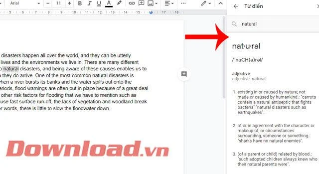 Navodila za uporabo slovarja v Google Dokumentih