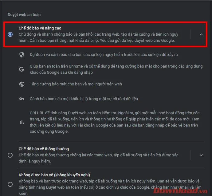 Norādījumi uzlabotās drošības režīma ieslēgšanai pārlūkprogrammā Chrome
