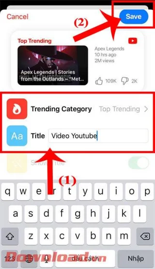 Navodila za uporabo pripomočka WidgeTube YouTube za iPhone