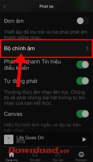 Norādījumi Spotify ekvalaizera aktivizēšanai iPhone tālrunī