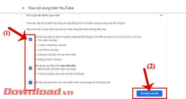Navodila za začasno skrivanje Youtube kanala