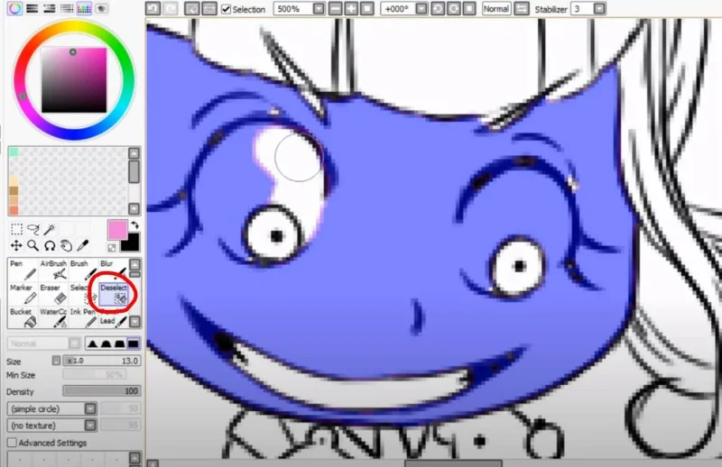Как да коригирате линиите на Magic Wand в PaintTool SAI