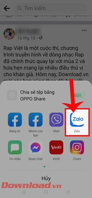 Инструкции за споделяне на статии, снимки, видеоклипове от Facebook към Zalo