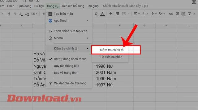 Navodila za preverjanje črkovalnih napak v Google Preglednicah