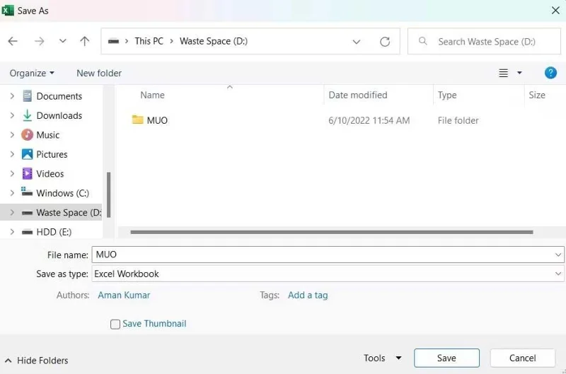 Hogyan lehet kijavítani azt a hibát, hogy nem sikerült menteni az Excel fájlokat a Windows rendszeren