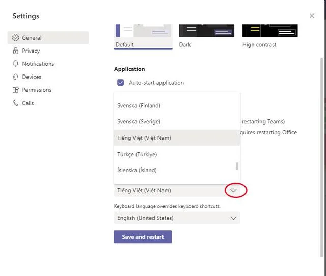 Как да превключите виетнамски интерфейс за Microsoft Teams