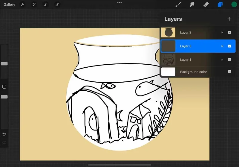 Kako ustvariti učinek izrezanega papirja v Procreate