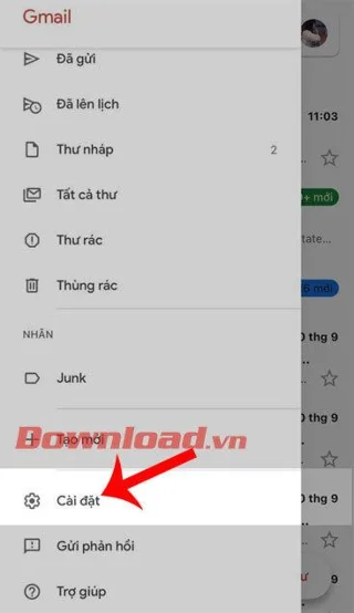 Navodila za vklop načina temnega ozadja za Gmail v telefonu