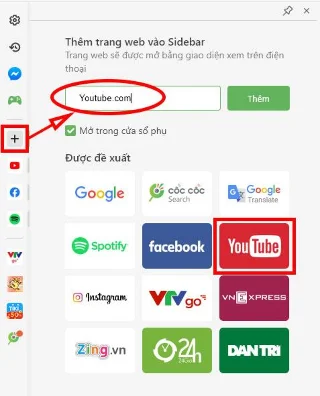 Coc Coc: Navodila, kako gledati Youtube v podoknu stranske vrstice