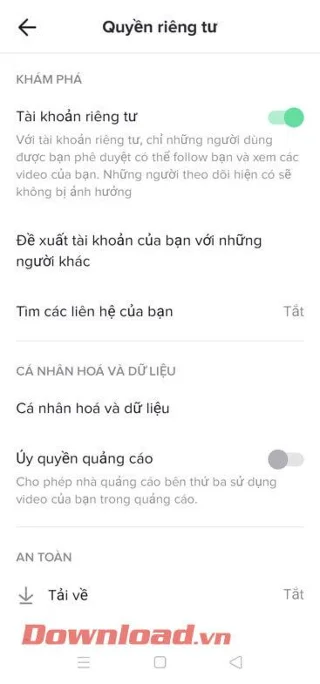 Navodila za nastavitev zasebnosti za račune TikTok