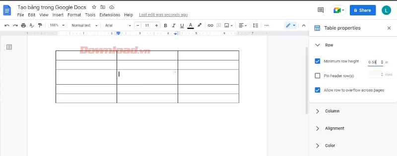 Kako ustvariti in urediti tabele v Google Dokumentih