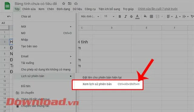 Norādījumi izklājlapu rediģēšanas vēstures skatīšanai pakalpojumā Google izklājlapas