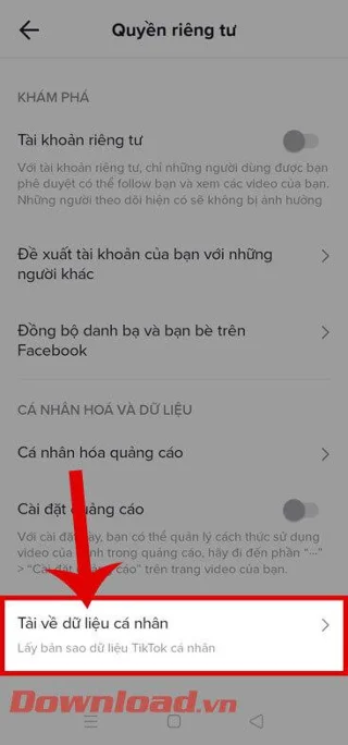 Инструкции за изтегляне на данни за акаунт в TikTok