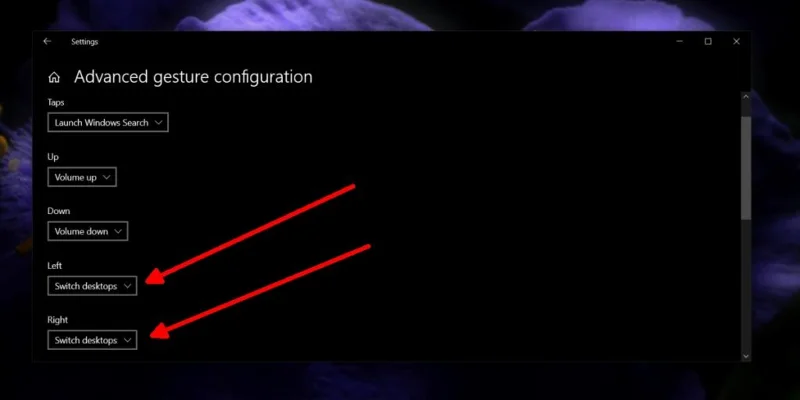 Váltás a virtuális asztalok között kézmozdulatokkal Windows 10 rendszeren