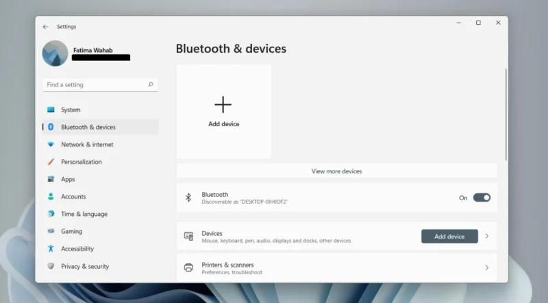 Bluetoothin kytkeminen päälle Windows 11:ssä ja laitteen yhdistäminen