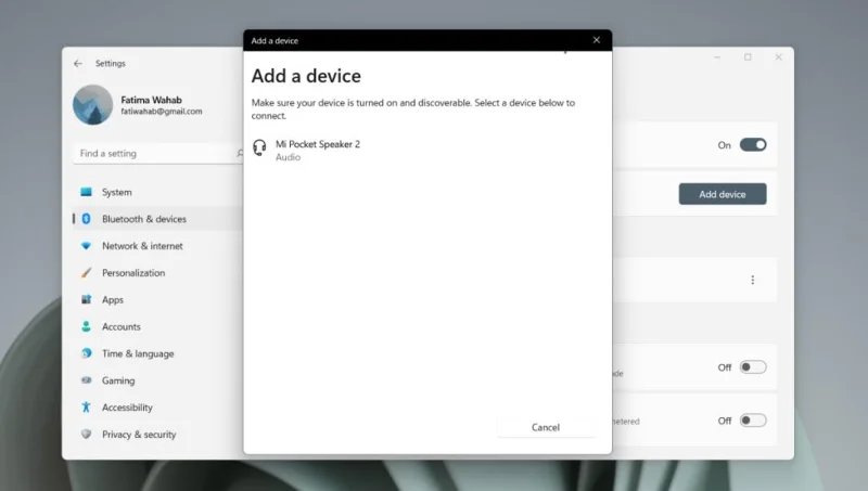 Bluetoothin kytkeminen päälle Windows 11:ssä ja laitteen yhdistäminen