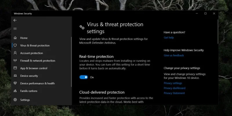 A Windows Defender bekapcsolása Windows 10 rendszeren