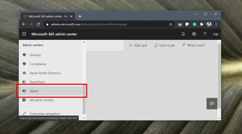 A Microsoft Teams Felügyeleti Központ elérése