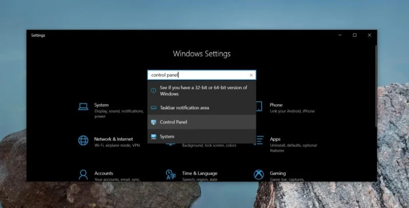 A Vezérlőpult megnyitása Windows 10 rendszeren