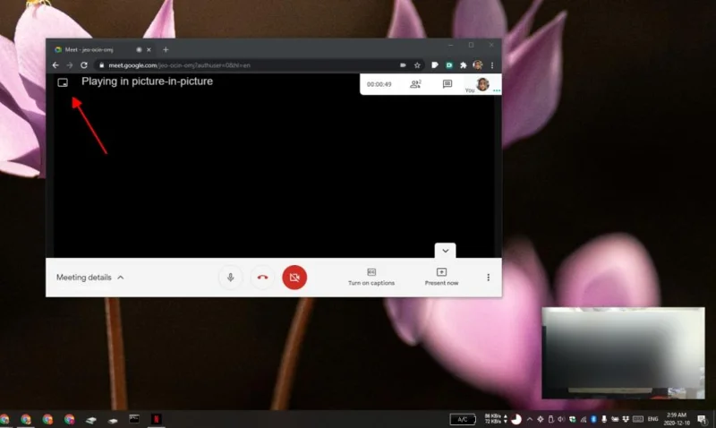 Kép a képben funkció létrehozása a Google Meet-hívásokhoz