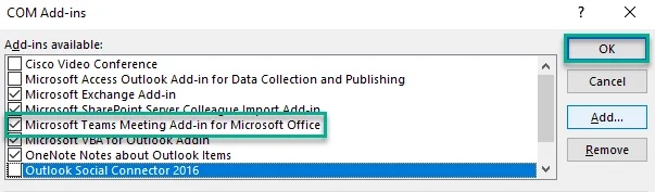 A Microsoft Teams gomb nem jelenik meg az Outlookban