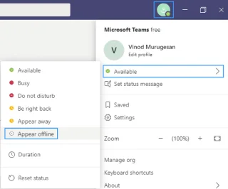 Microsoft Teams: az irodán kívüli üzenet és az állapot offline állapotba állítása