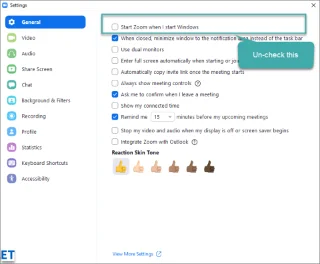 Hogyan lehet letiltani a Zoom automatikus futtatását a Windows indításakor?