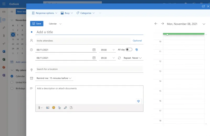 Ako vytvoriť pripomienky v schôdzach a stretnutiach v Microsoft Outlook 365?