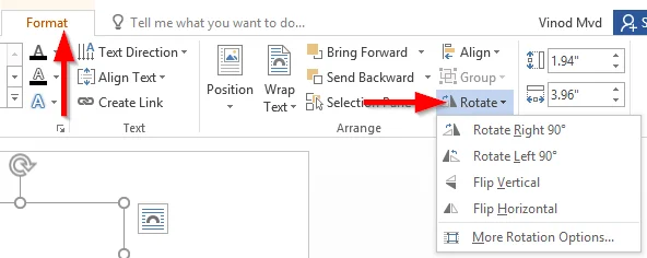Ako prevrátiť text v dokumente programu Word 2016 / 2019?