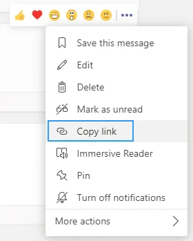 Kuinka saada linkki tiettyyn Microsoft Teams -chat-viestiin?