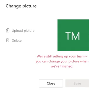Microsoft Teams: Nem tudom megváltoztatni a csapat és a csatorna alapértelmezett képét.