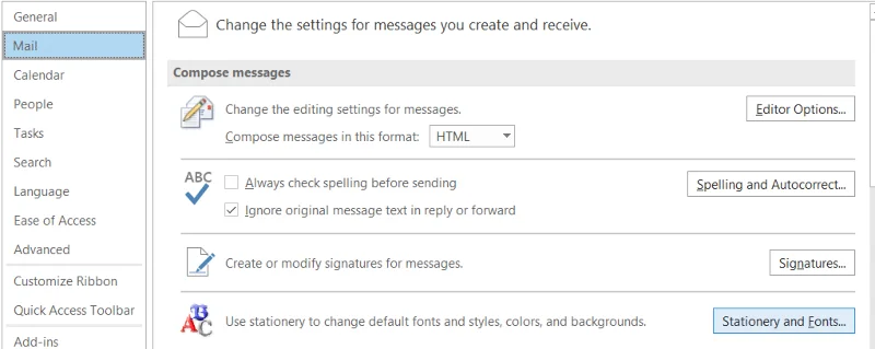 Hogyan lehet beállítani az alapértelmezett betűtípust az Outlook 365 e-mail üzeneteiben?