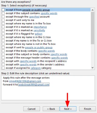 Configuración e uso de regras personalizadas para Outlook 2016/2019/365