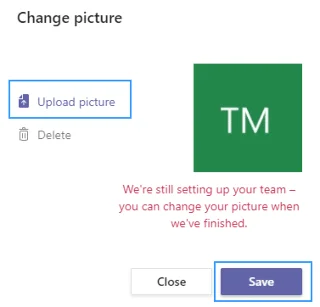 Microsoft Teams: Nem tudom megváltoztatni a csapat és a csatorna alapértelmezett képét.