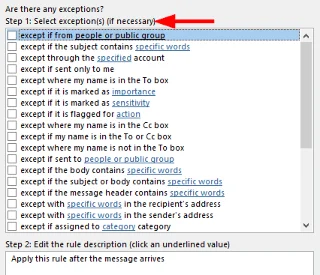 Configuración e uso de regras personalizadas para Outlook 2016/2019/365