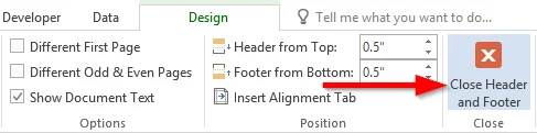 Mostrar o texto do encabezado e do pé de páxina só na primeira páxina en Word 365/2016/2019 e Google Docs?
