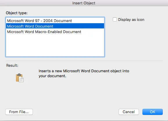 Hogyan ágyazhatunk be Word objektumokat egy Excel 2016 / 365 / 2019 munkafüzetbe?