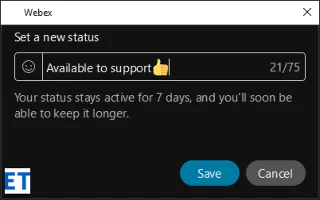 Hvordan angi online status i Webex Teams-appen?