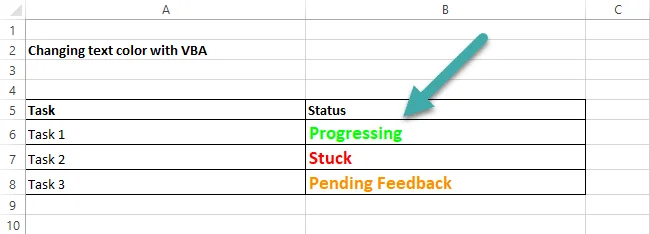 Como configurar a cor da fonte do texto de Excel con VBA?