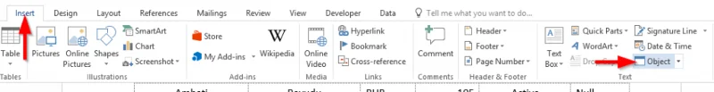 Hogyan adhatok hozzá Excel táblázatot egy Word 2016 vagy 2019 dokumentumhoz?