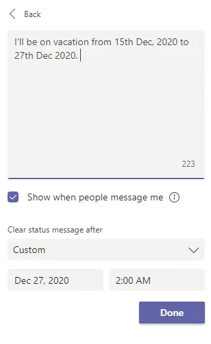 Microsoft Teams: az irodán kívüli üzenet és az állapot offline állapotba állítása