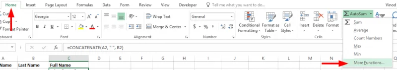 Kā apvienot divas vai vairākas šūnas vai kolonnas programmā Excel 2016/365/2019?